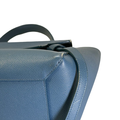 Used CELINE Grained Calfskin Nano Belt Bag Shoulder Bag Blue PHW