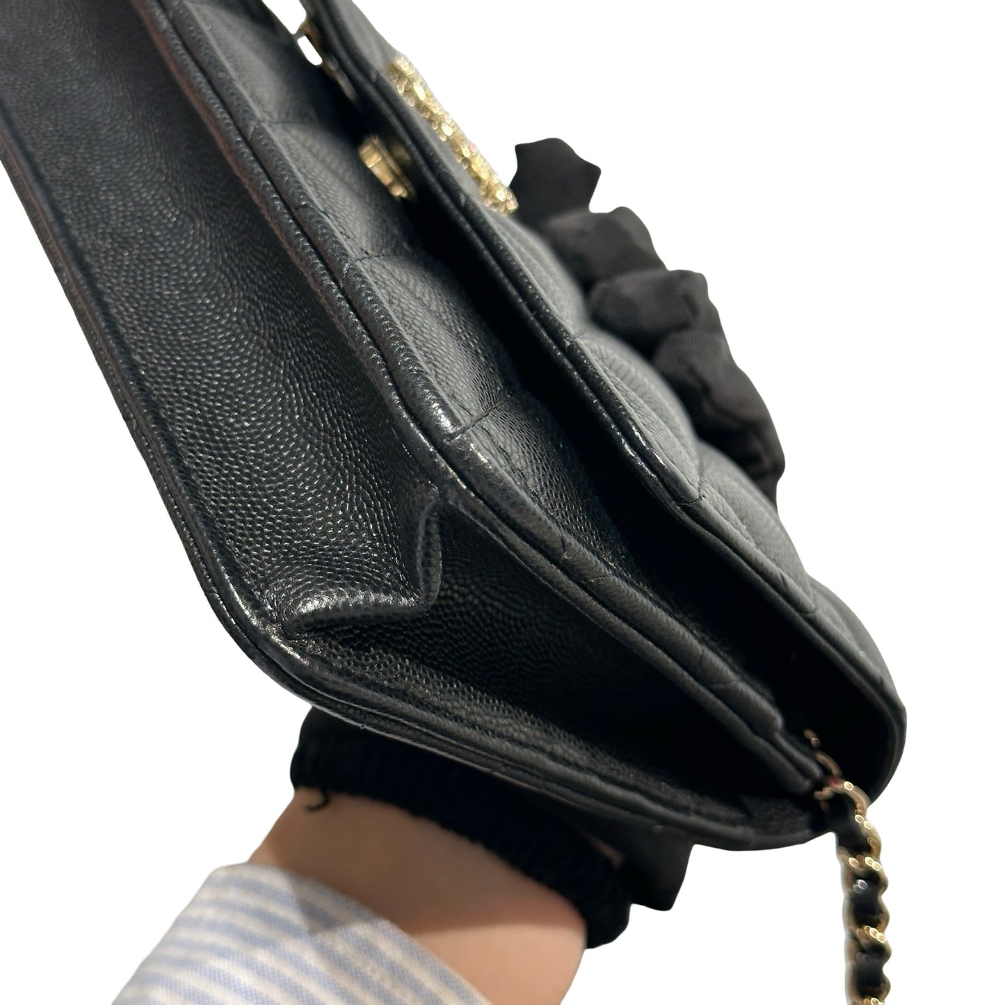 Used CHANEL Caviar Quilted WOC Wallet on chain Black GHW