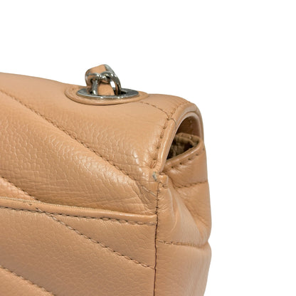 Used CHANEL Chevron Caviar Classic Flap Chain Shoulder Bag Beige