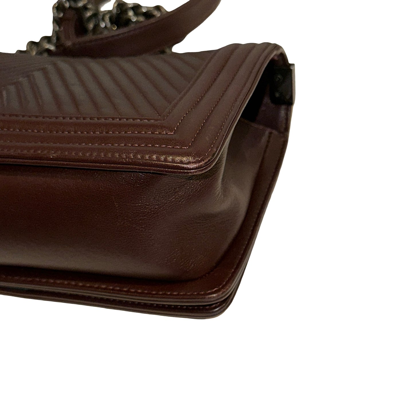 Used CHANEL Chevron Lambskin Boy Chain shoulder bag Burgundy