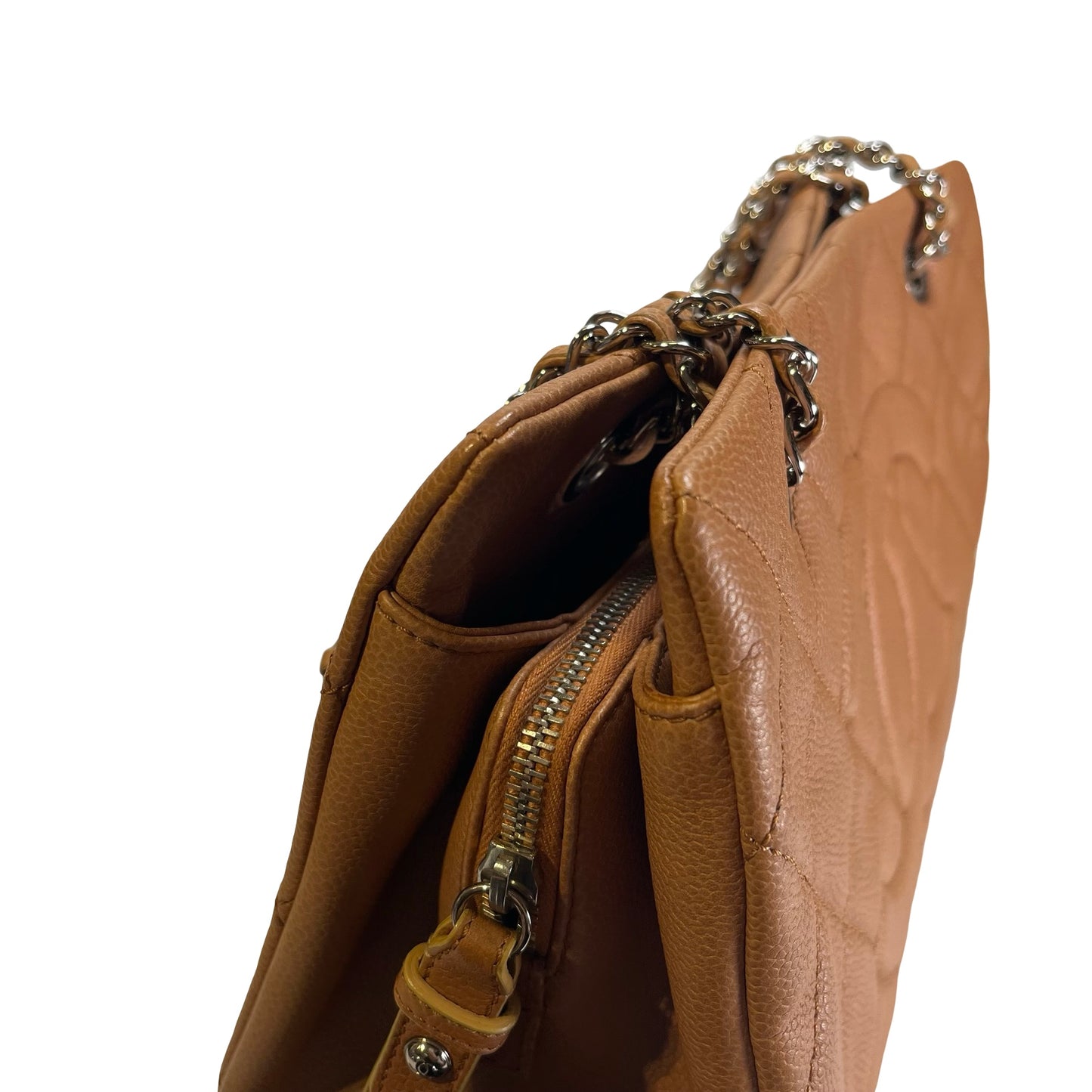 Used CHANEL Caviar Leather GST Tote Bag Brown, PHW