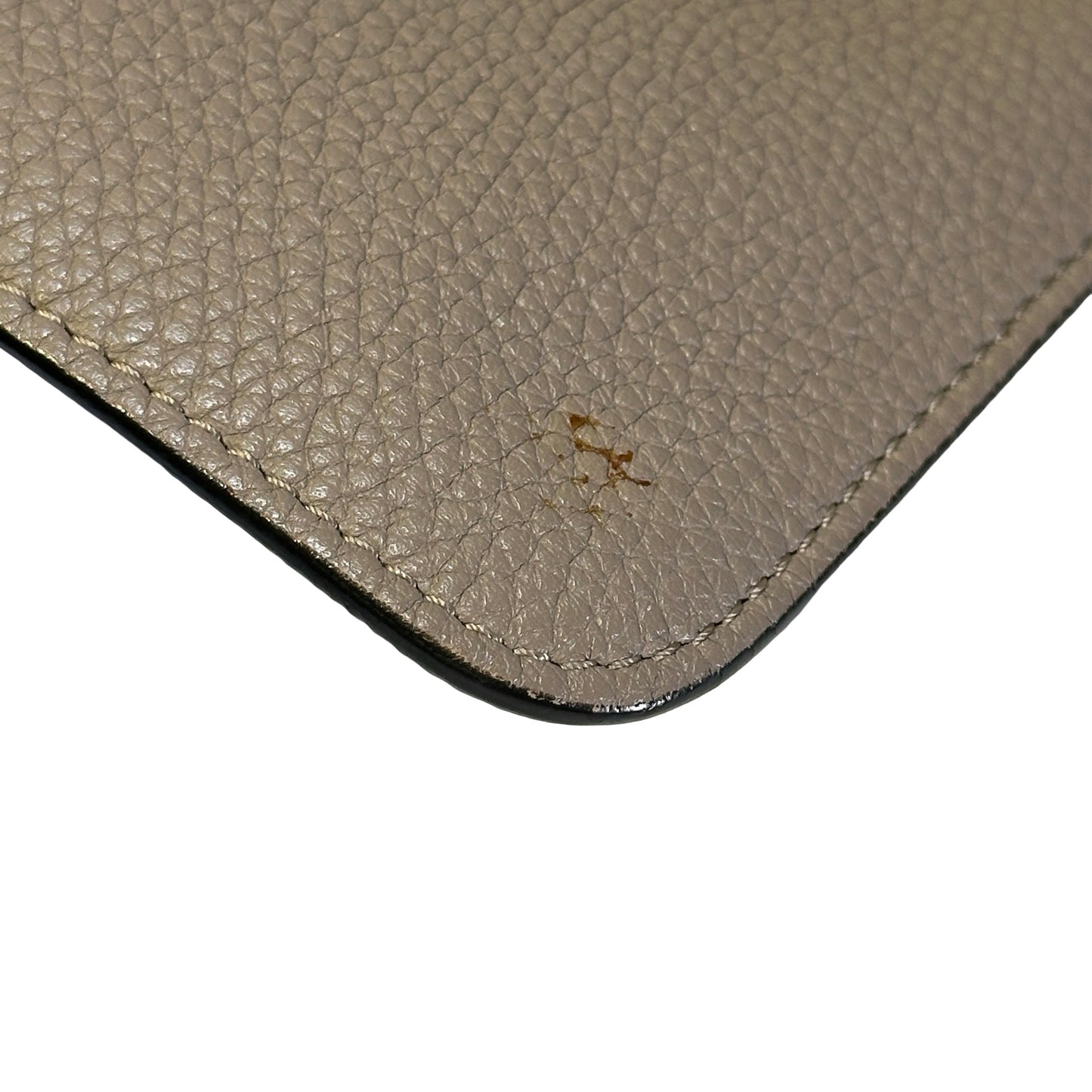 Used FENDI Leather Embroidery Banana Pouch Pouch Taupe Yellow Green PHW
