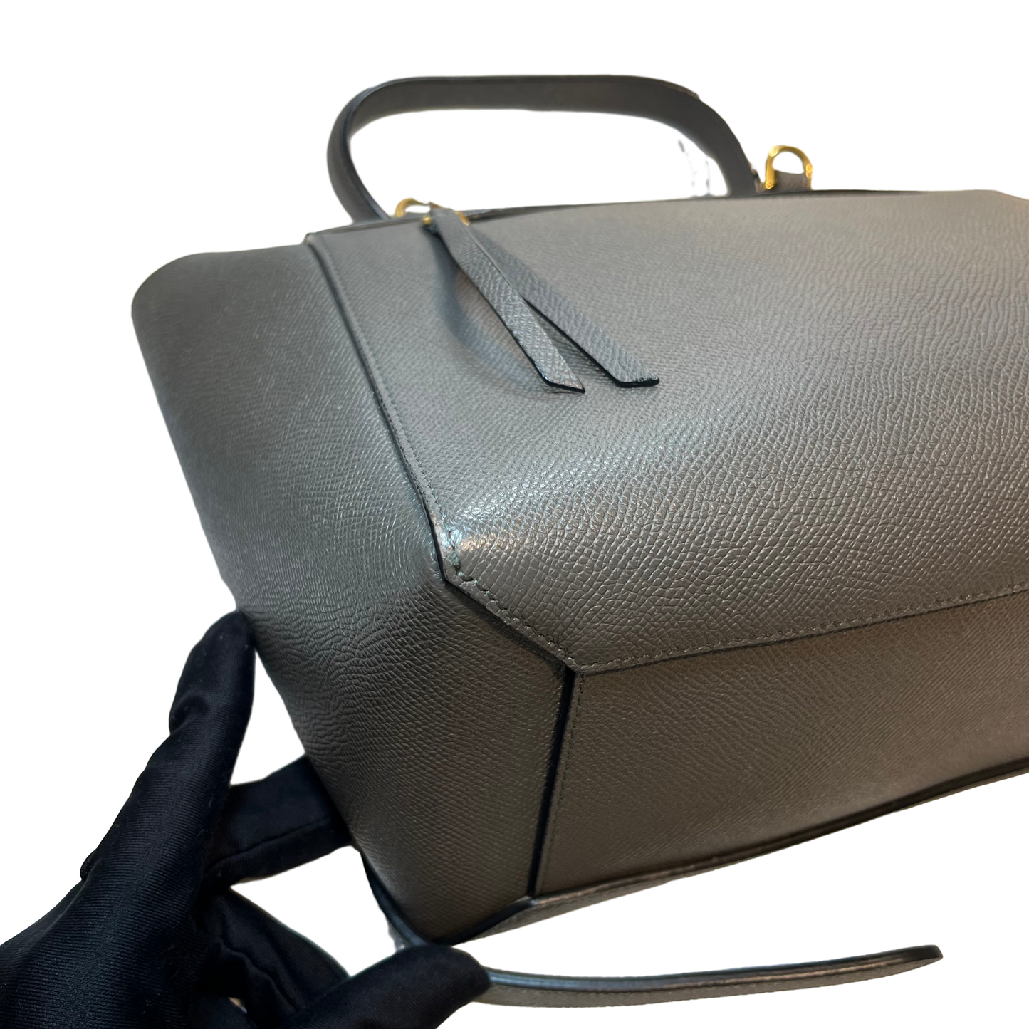 Unused CÉLINE Calfskin Leather Belt Belt Bag Grey GHW