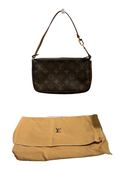 Used Louis Vuitton Canvas Pochette Shoulder Bag GHW Brown