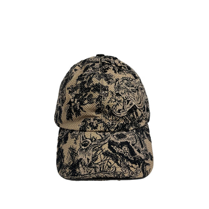 Used DIOR Toile de Jouy Embroidered Toile de Jouy Baseball Cap Hat Beige Black