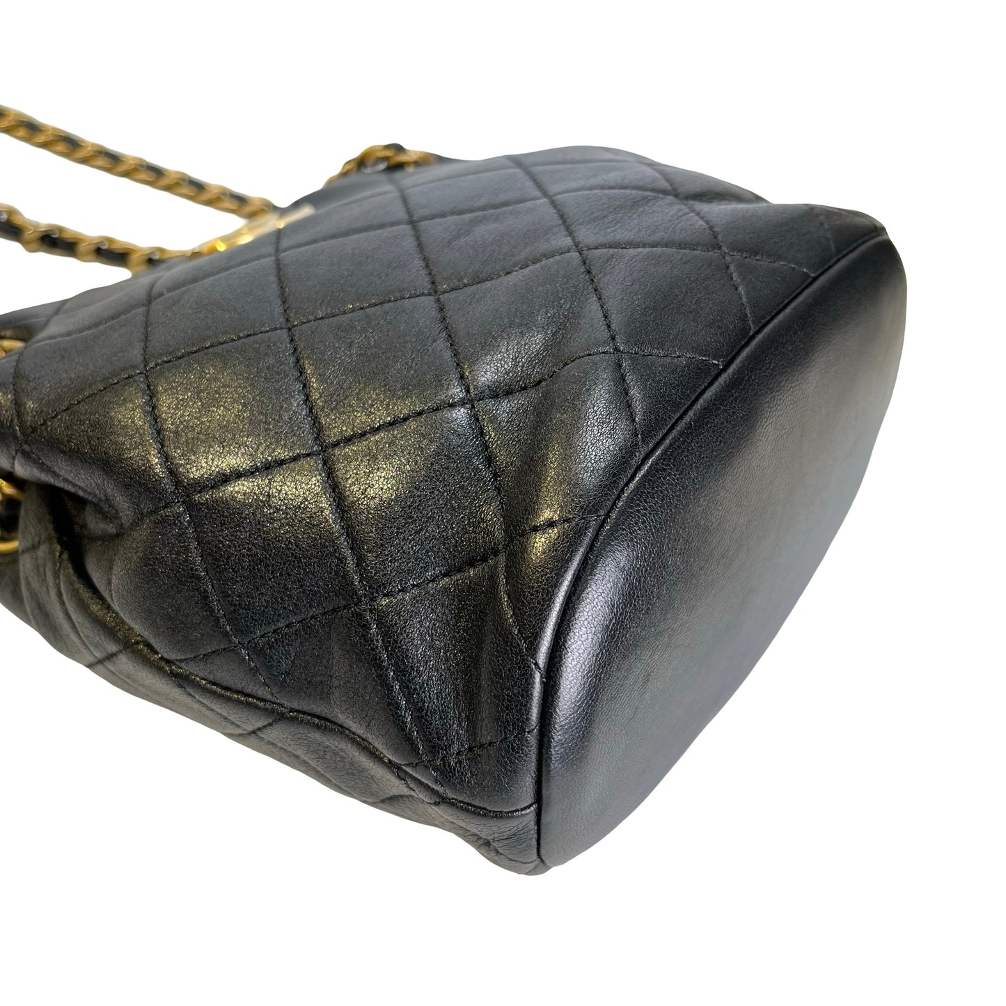Used CHANEL Lambskin 23C Bucket Bag Black GHW