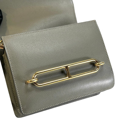 Used HERMES Leather Roulis Shoulder Bag Grey