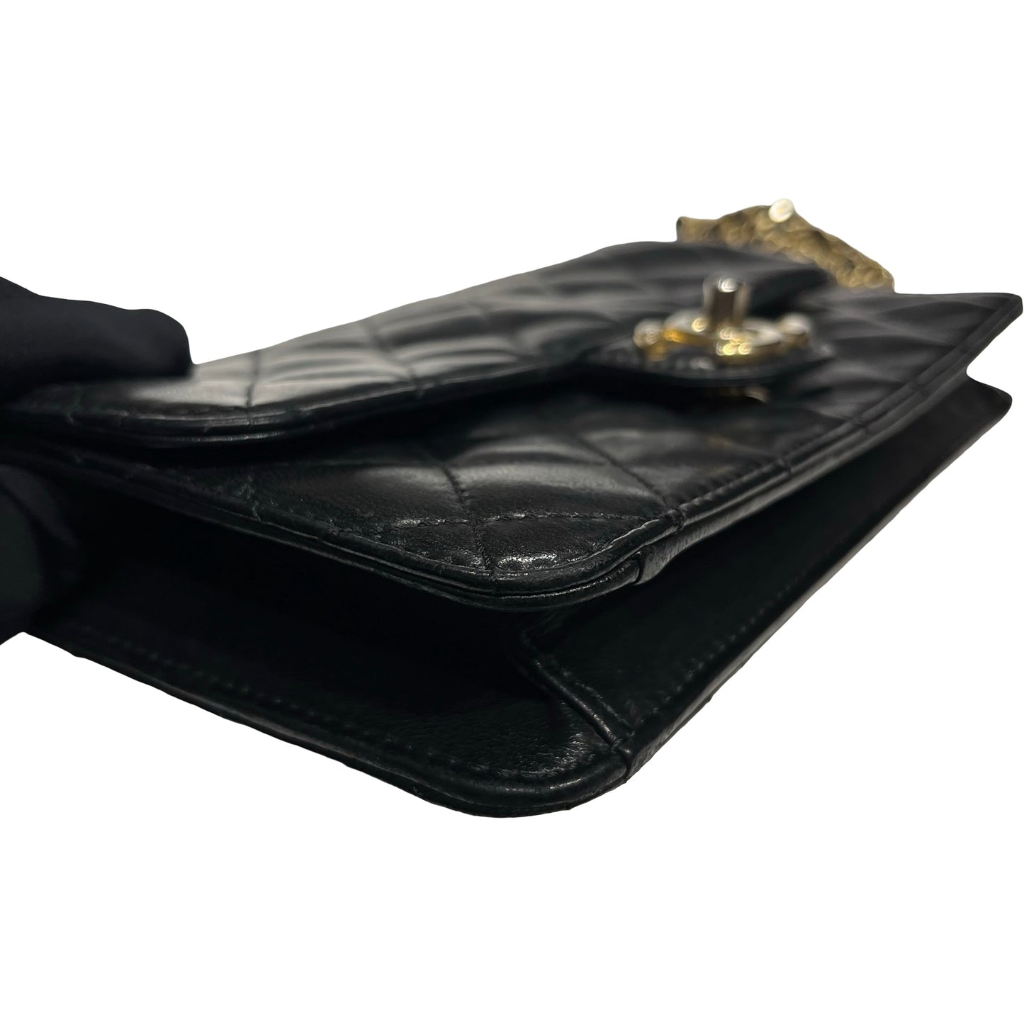 Used Chanel Classic Flap Chain Shoulder Bag Black GHW