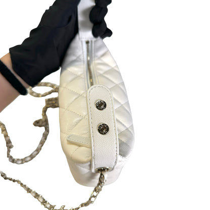 CHANEL Quilted Caviar Chanel Hobo Hobo Bag White
