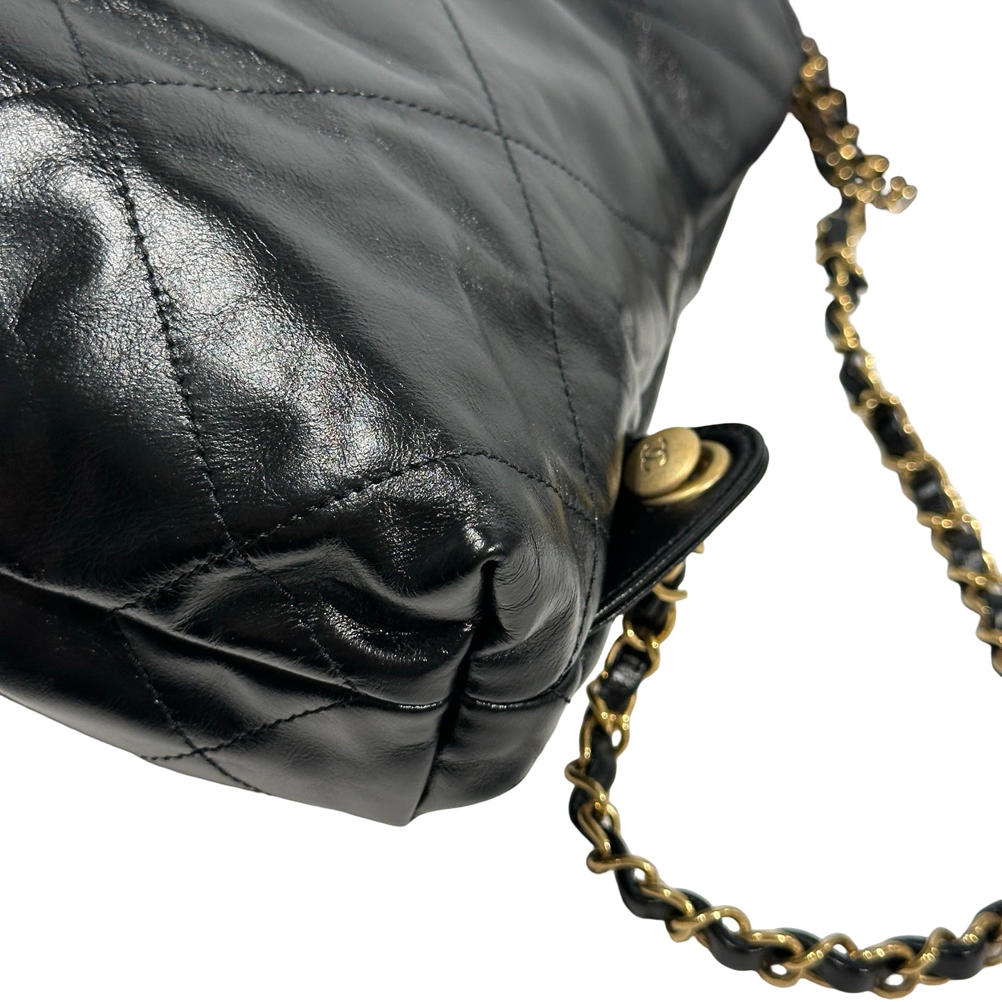 Used CHANEL Quilted Calfskin 22 Backpack Backpack Black Gold