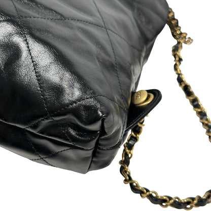Used CHANEL Quilted Calfskin 22 Backpack Backpack Black Gold
