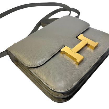 HERMES Epsom Mini Constance Shoulder Bag Grey GHW