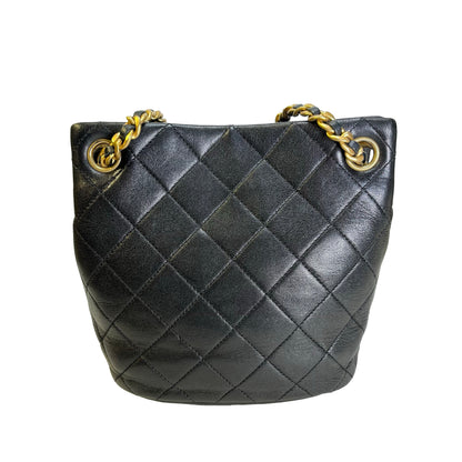 Used CHANEL Lambskin 23C Bucket Bag Black GHW