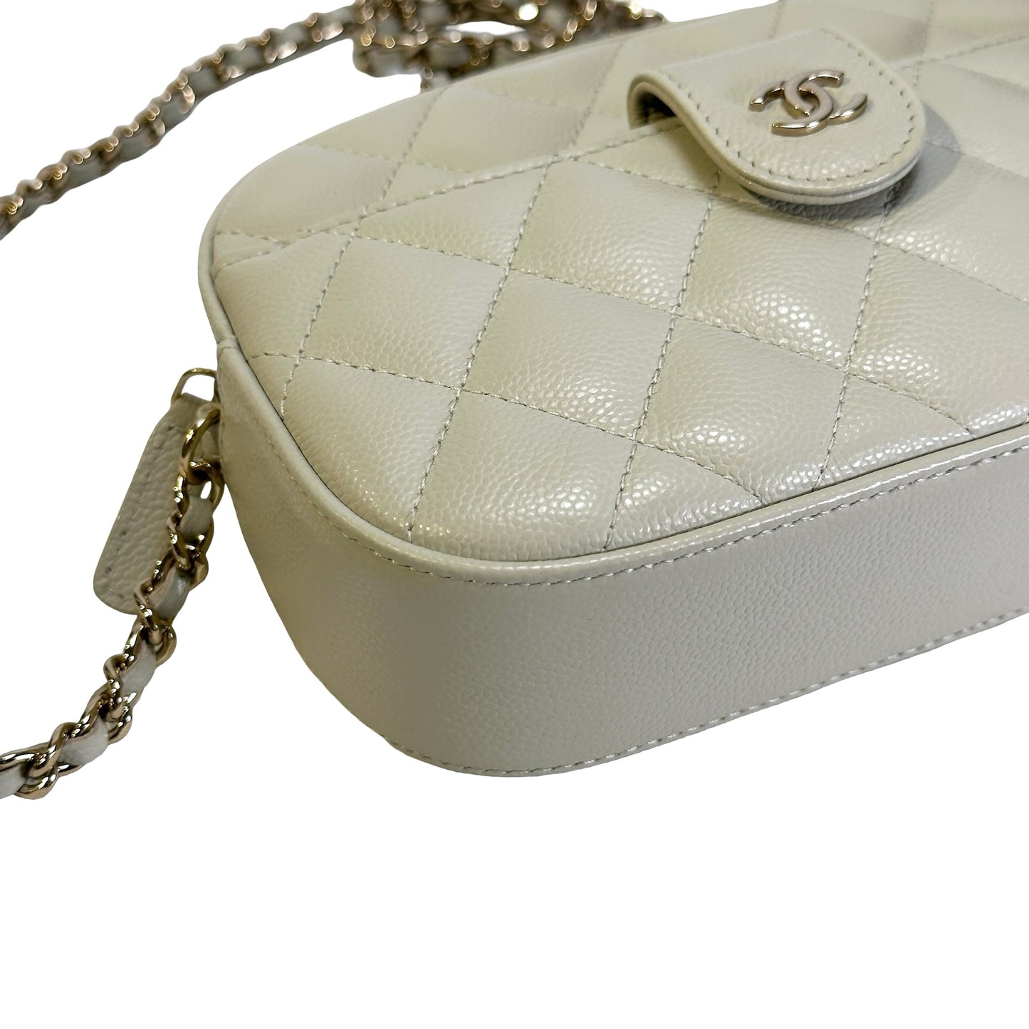Used CHANEL Quilted Caviar Quilted Camera Bag Camera Bag Grey GHW