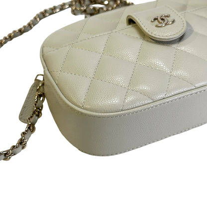 Used CHANEL Quilted Caviar Quilted Camera Bag Camera Bag Grey GHW