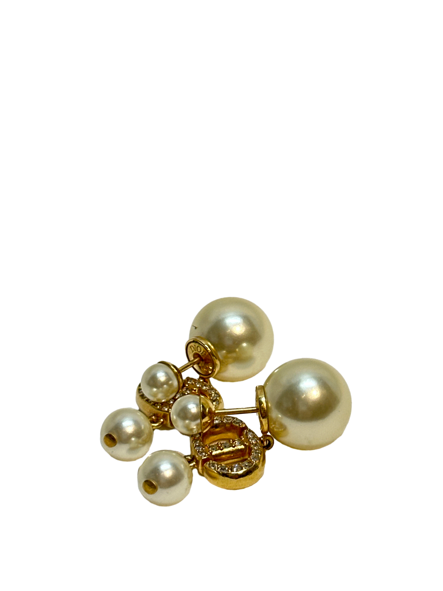 Used Dior Earrings Gold White