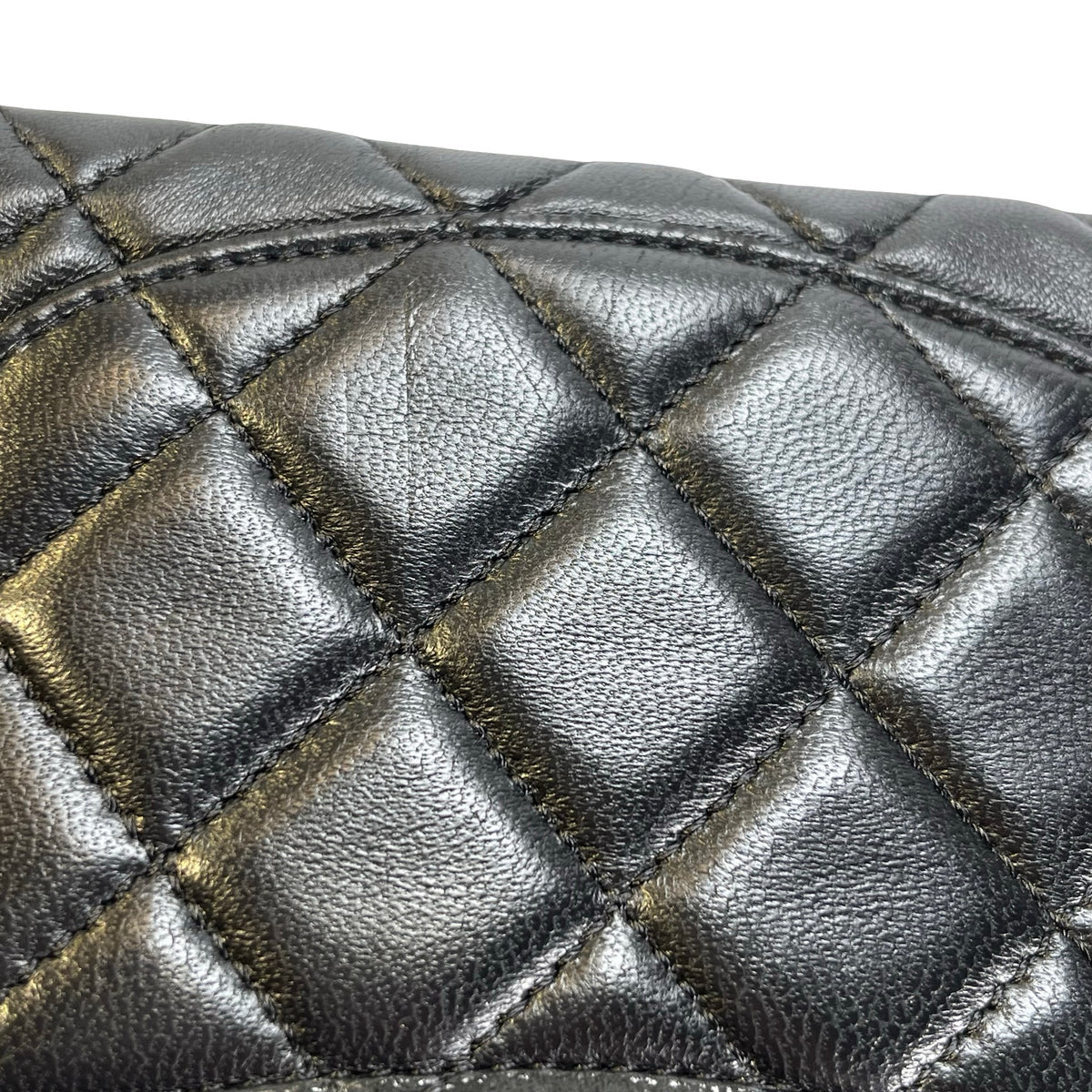 CHANEL Quilted Lambskin Mini Rectangular Flap Chain Shoulder Bag Black Gold