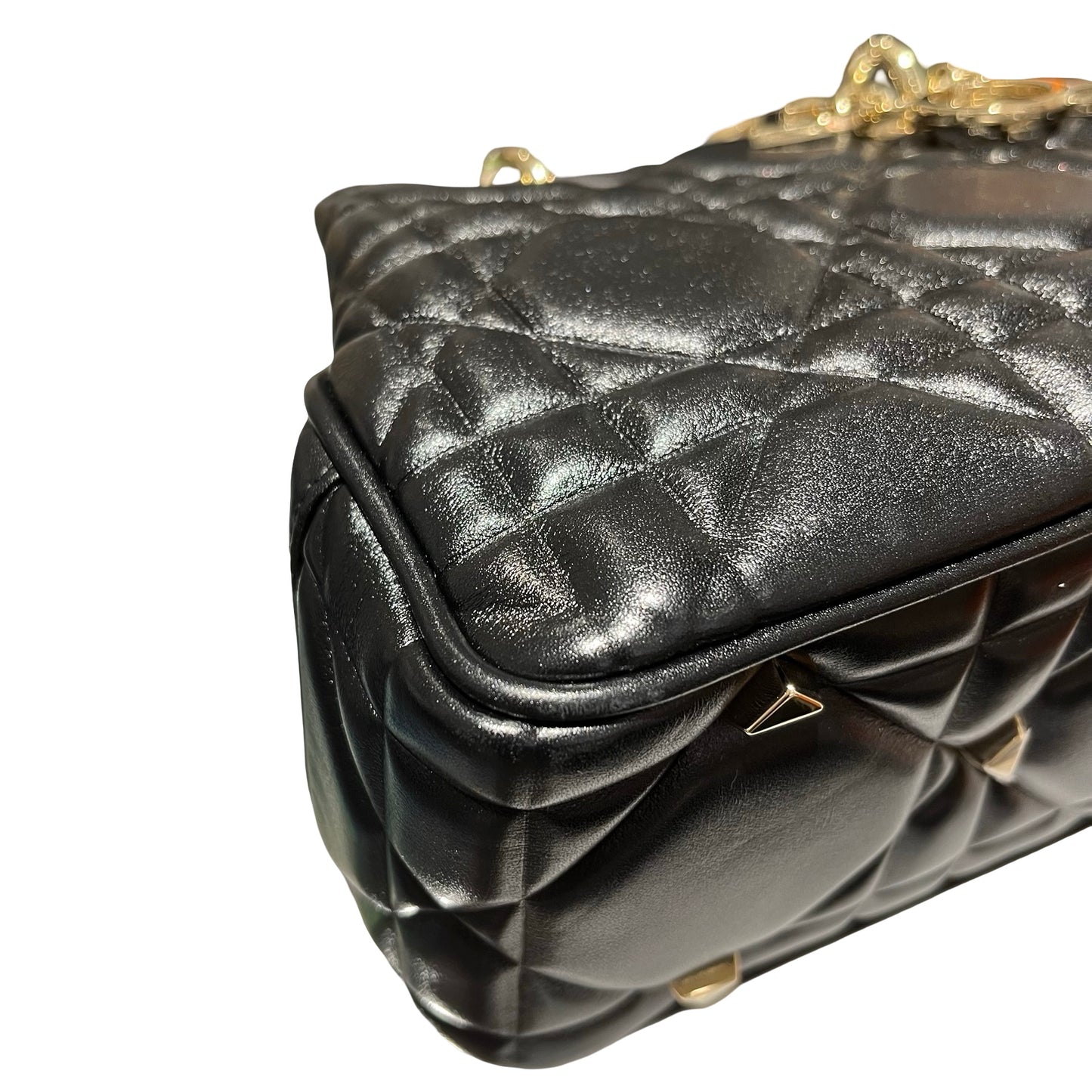 Used Dior Lambskin Leather Lady Dior Tote Bag Black GHW