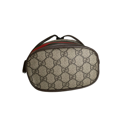 Used GUCCI GG Supreme Canvas Ophidia Bucket Bag Beige Ebony Brown， GHW