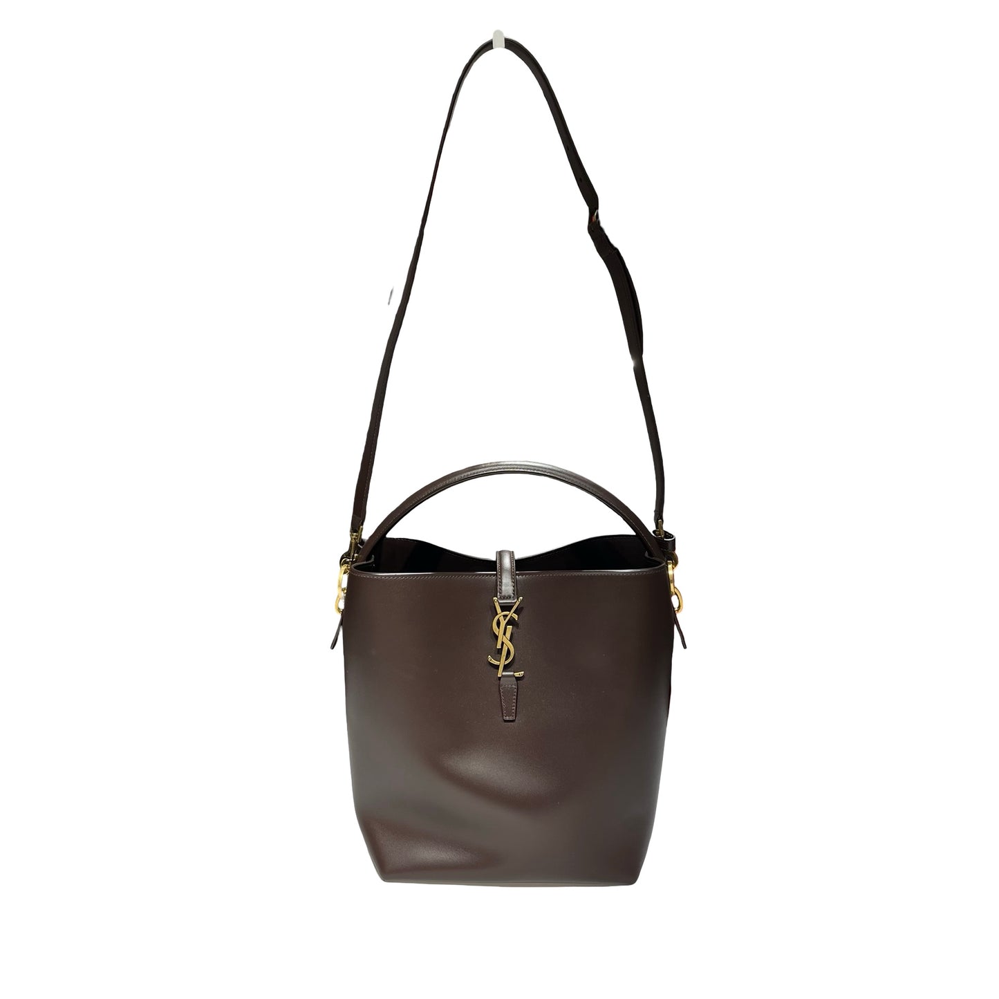 New SAINT LAURENT Vanity Bucket Bucket Bag Brown GHW