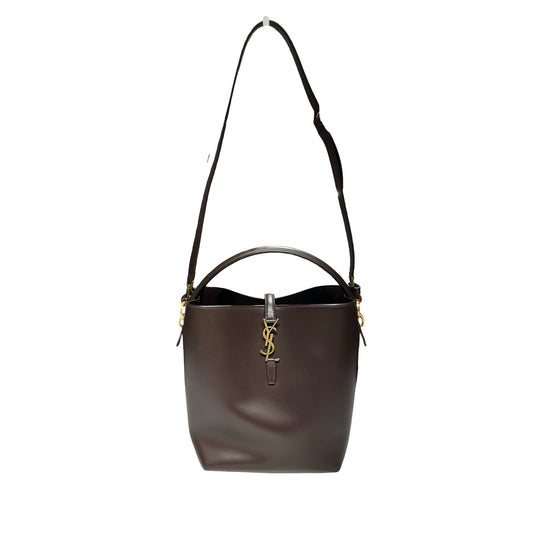 New SAINT LAURENT Vanity Bucket Bucket Bag Brown GHW