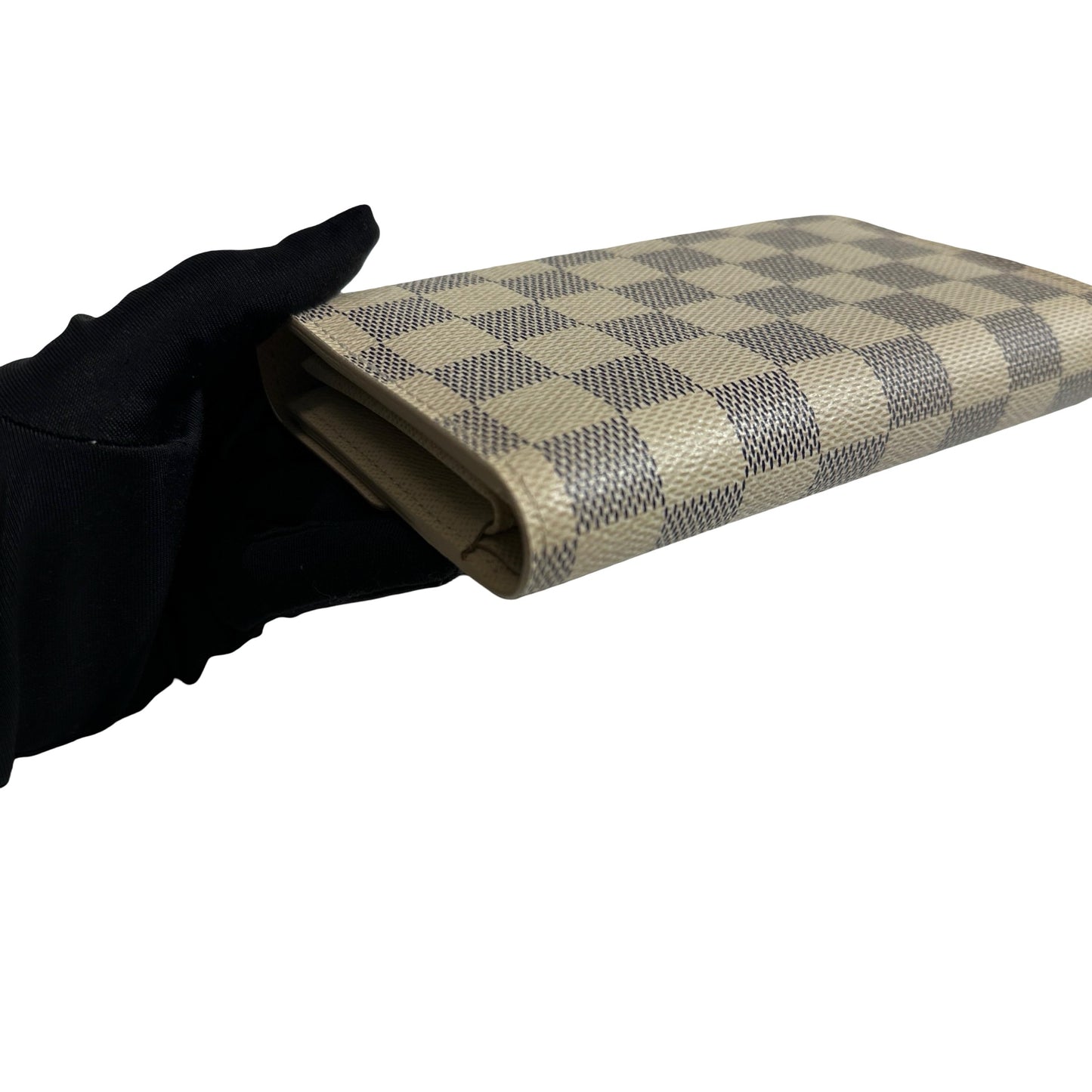 Used LOUIS VUITTON Damier Azur Canvas Portefeuille Sarah Long wallet White Blue