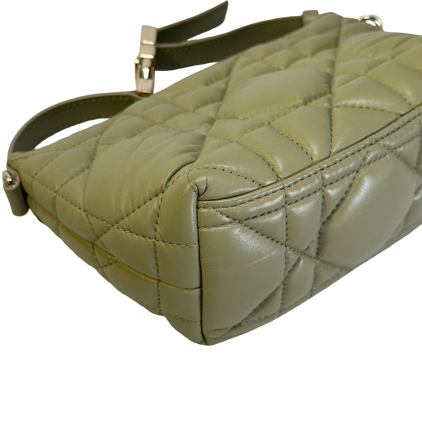 Used DIOR Macrocannage Leather DiorTravel Nomad Pouch Green