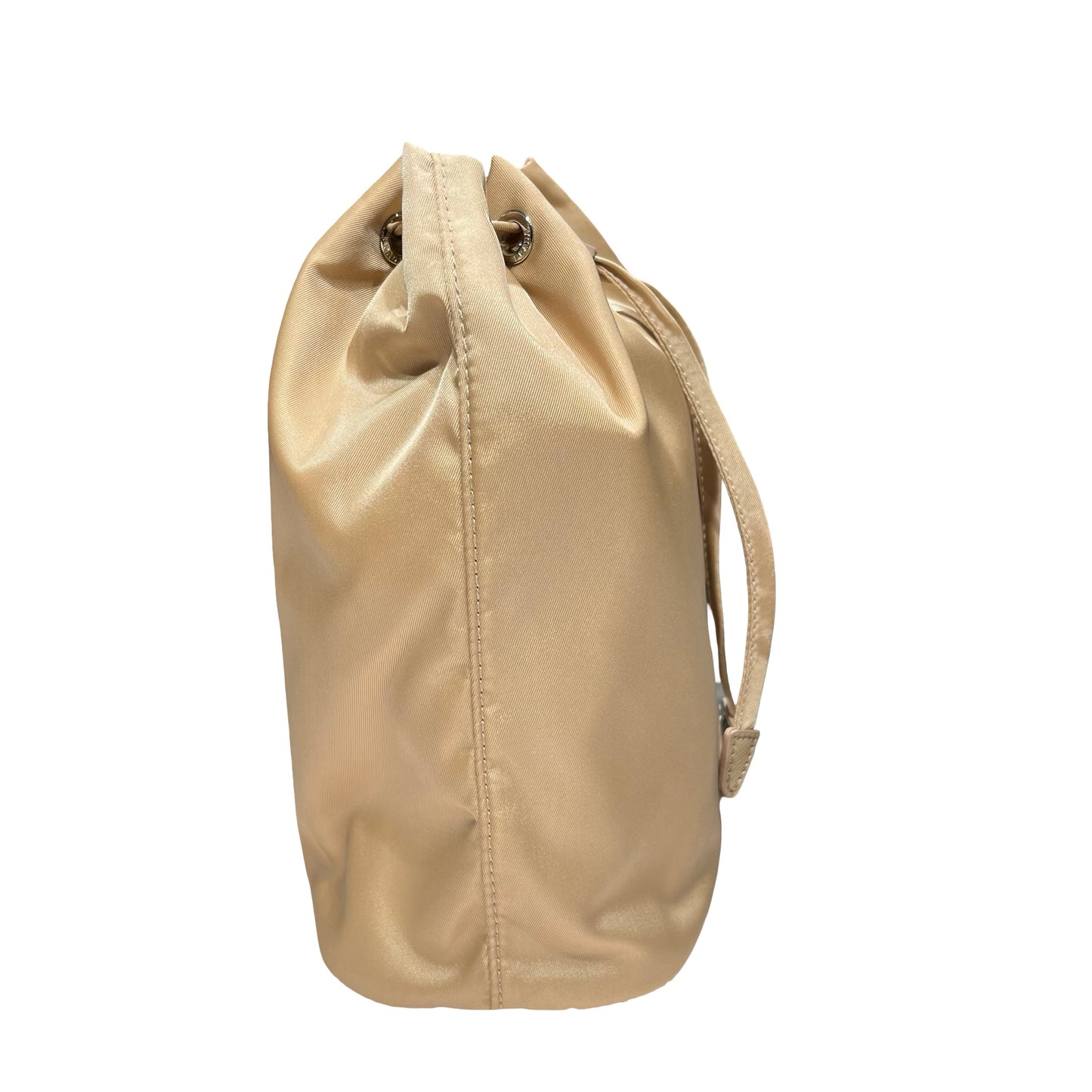 Prada Nylon Bucket Bag Beige with Silver Hardware