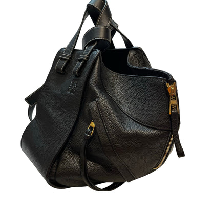 Used LOEWE Calfskin Leather Hammock small Shoulder Bag Black GHW