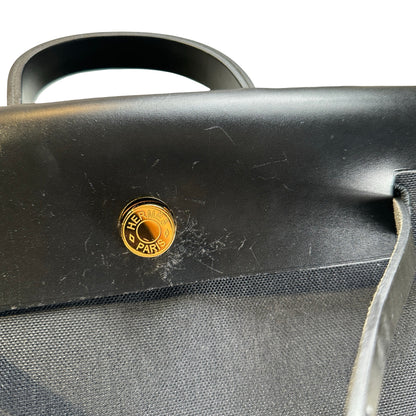 Used HERMES Canvas Leather Herbag A Dos Zip Retourne Backpack Black