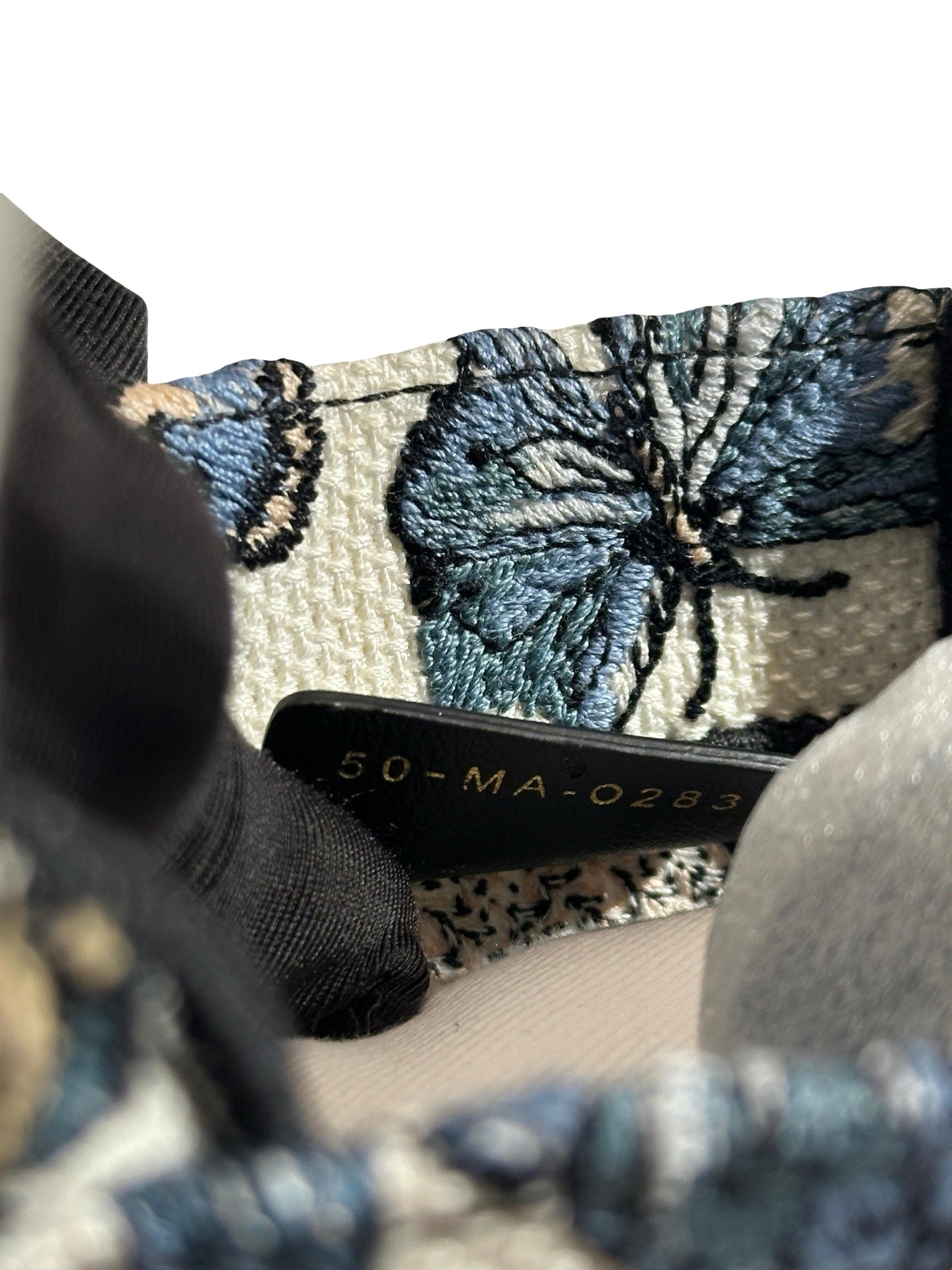 CHRISTIAN DIOR Canvas Embroidery Book Tote Tote Bag Blue White GHW