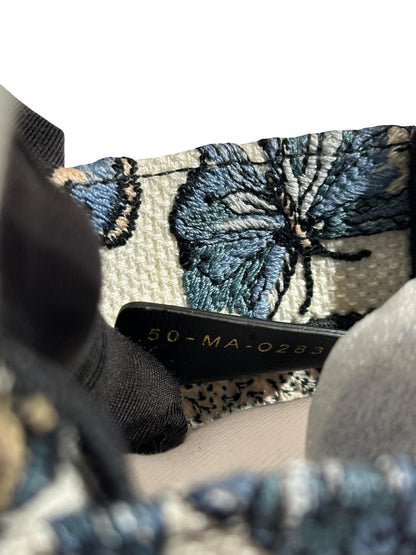 CHRISTIAN DIOR Canvas Embroidery Book Tote Tote Bag Blue White GHW