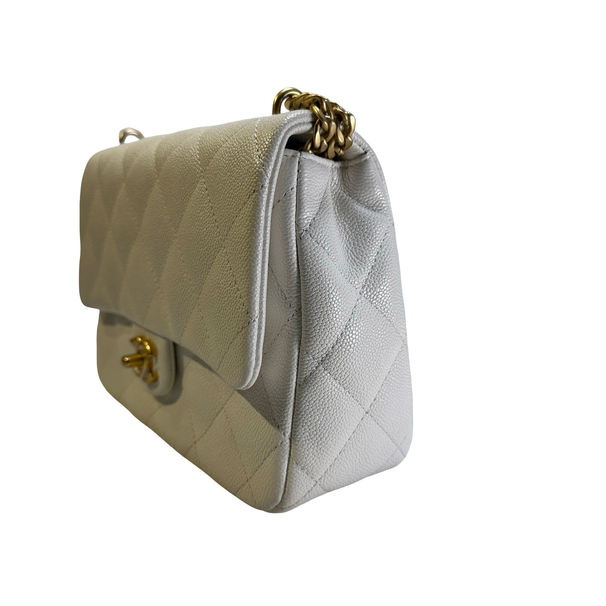 Used CHANEL Caviar Skin 23P Heart Crush Small Flap Bag Chain Shoulder Bag White GHW
