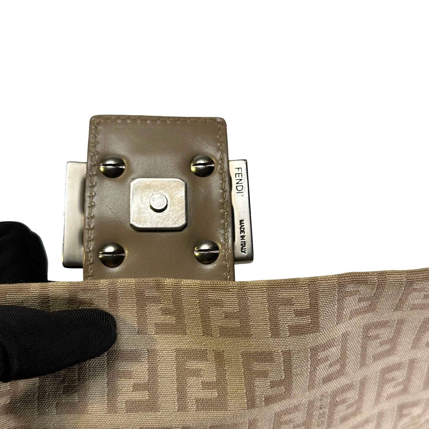 Used FENDI Zucca Mamma Baguette Baguette Bag Beige Silver