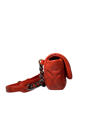 Used Chanel Lambskin Leather 19 Belt Shoulder Bag GHW Red