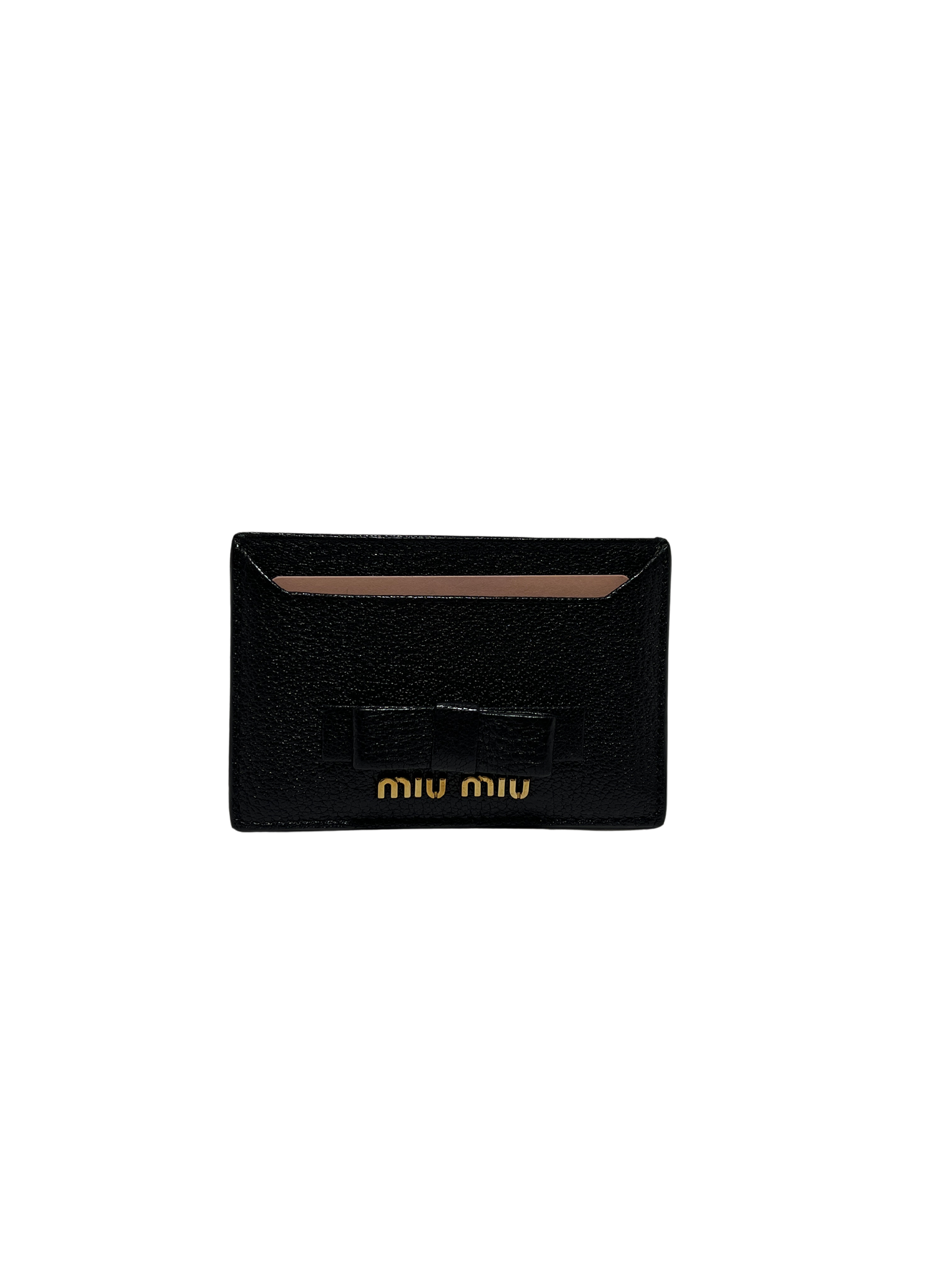 Used Miu Miu Calfskin Leather Card Holder Card Holder Black GHW