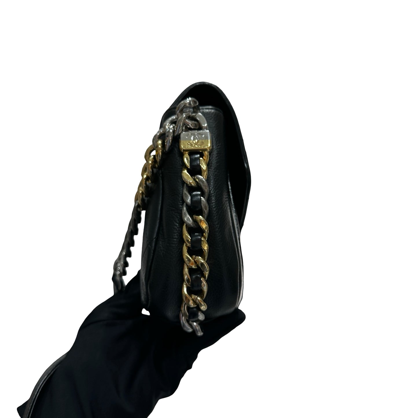 Used CHANEL Cross Body Bag Black GHW PHW
