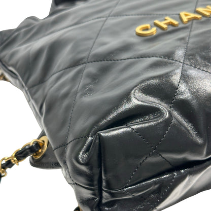 Used CHANEL Quilted Calfskin 22 Backpack Backpack Black Gold