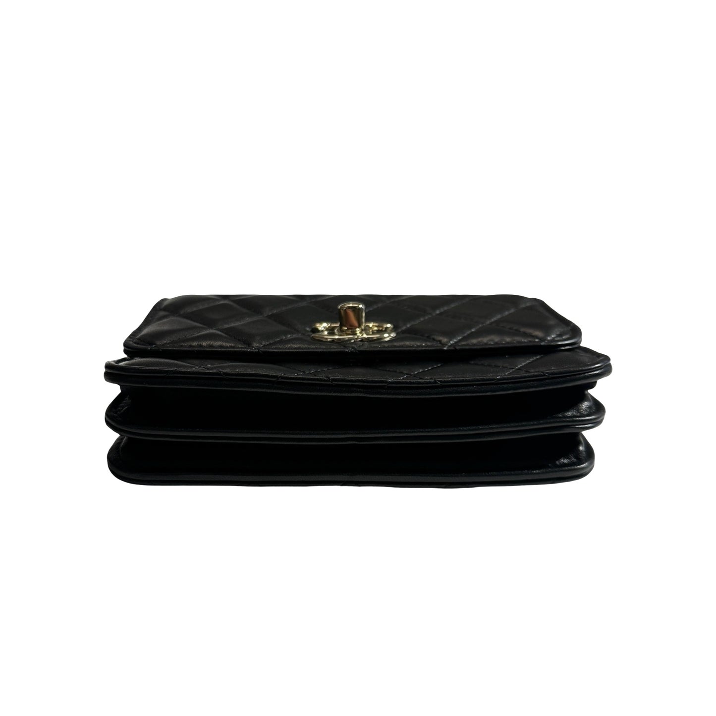 Used CHANEL Quilted Lambskin Trendy CC WOC Wallet on chain Black GHW