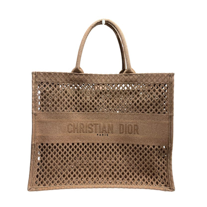 Used DIOR Mesh Embroidery Book Tote Tote Bag Pink Beige