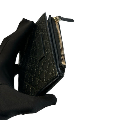Used GUCCI Microguccissima Leather Microguccissima Compact Wallet Wallet Black GHW