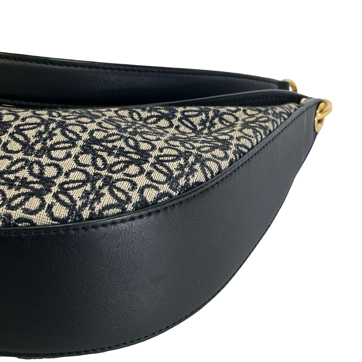 Used LOEWE Anagram Jacquard Luna Hobo Bag Navy Blue Black Beige
