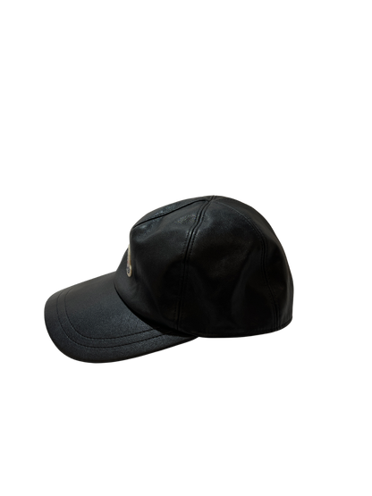 Used Moncler Calfskin Leather Hat Hat Black