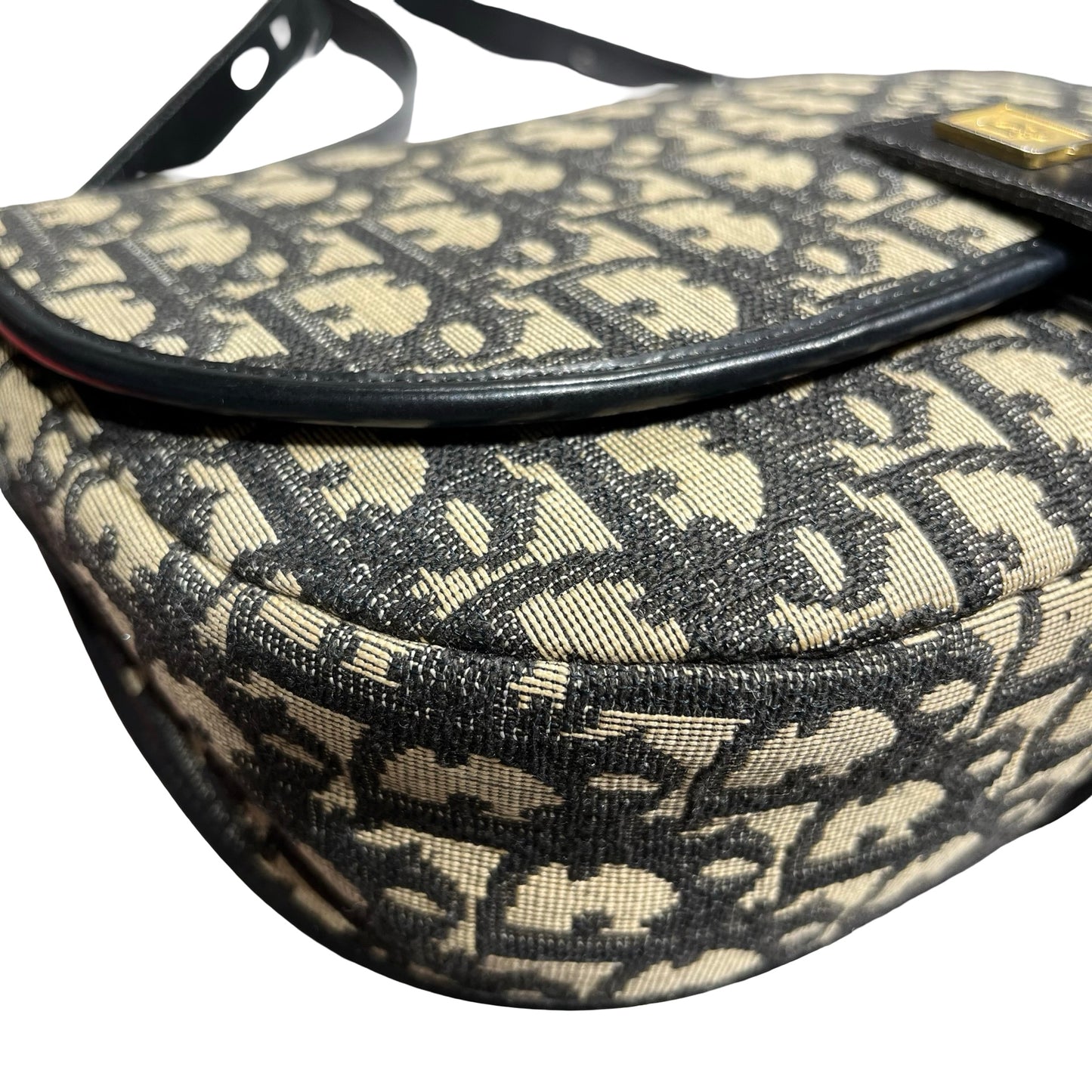 CHRISTIAN DIOR Shoulder Bag Beige Black GHW
