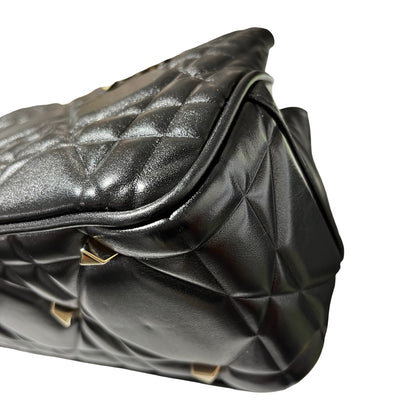 Used Dior Lambskin Leather Lady Dior Tote Bag Black GHW