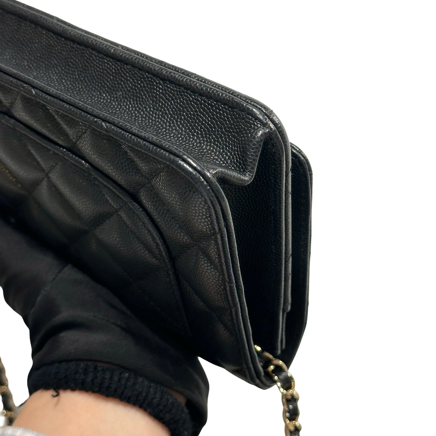 Used CHANEL Caviar Quilted WOC Wallet on chain Black GHW