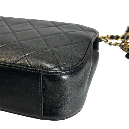 Used CHANEL Lambskin Chain Infinity Top Handle Bag Cross body bag Black GHW