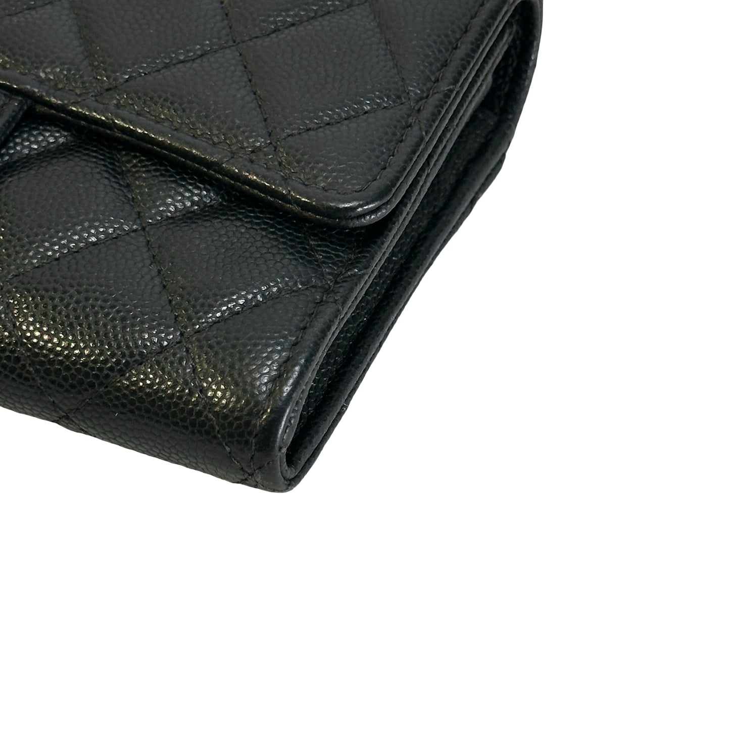 Used CHANEL Quilted Caviar Classic Flap Wallet Wallet Black