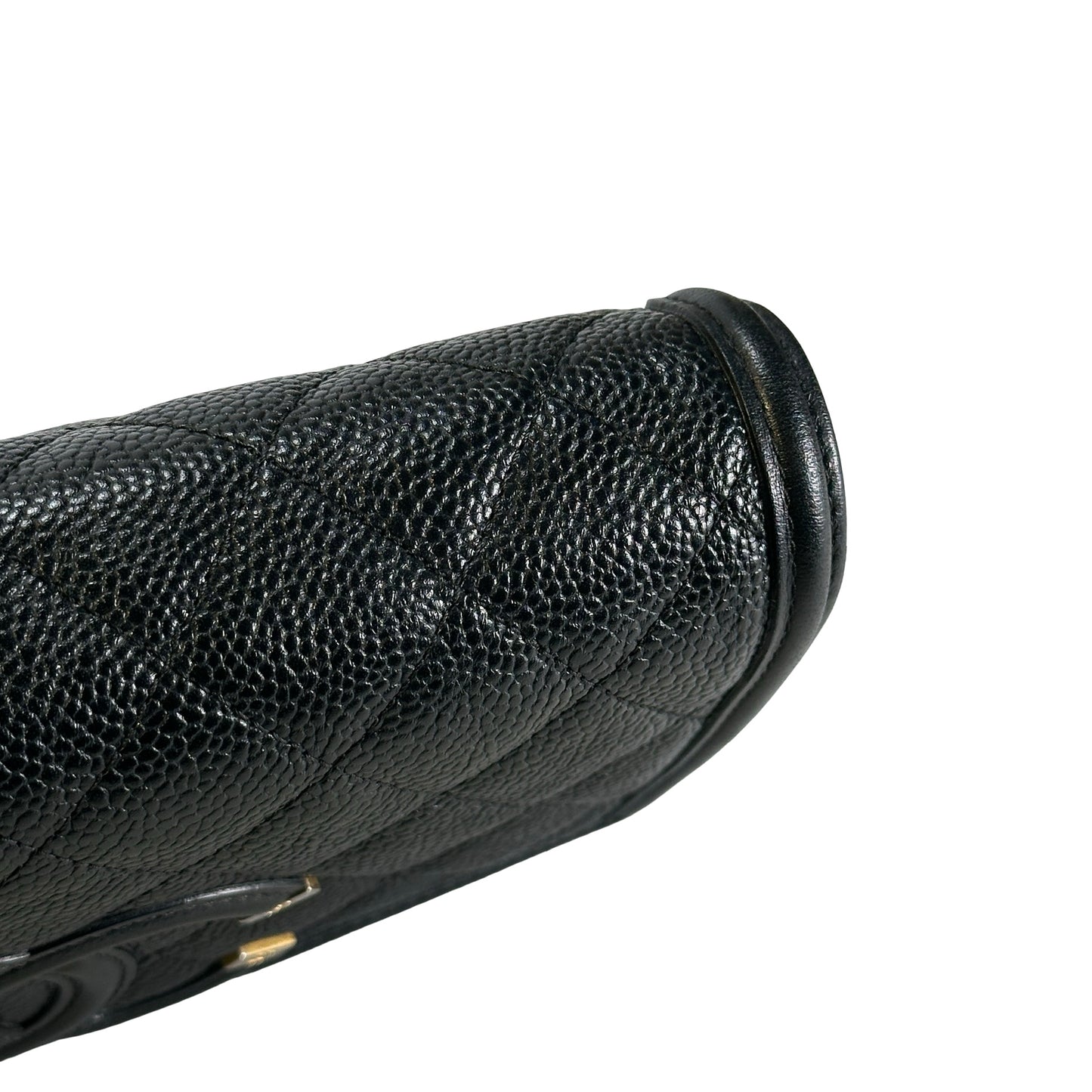 Used CHANEL Quilted Caviar Wallet On Chain Wallet on chain Black Gold