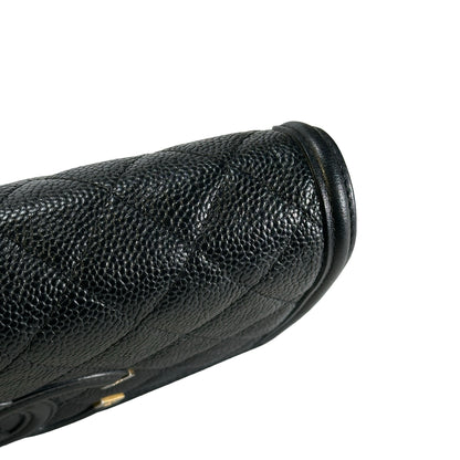Used CHANEL Quilted Caviar Wallet On Chain Wallet on chain Black Gold